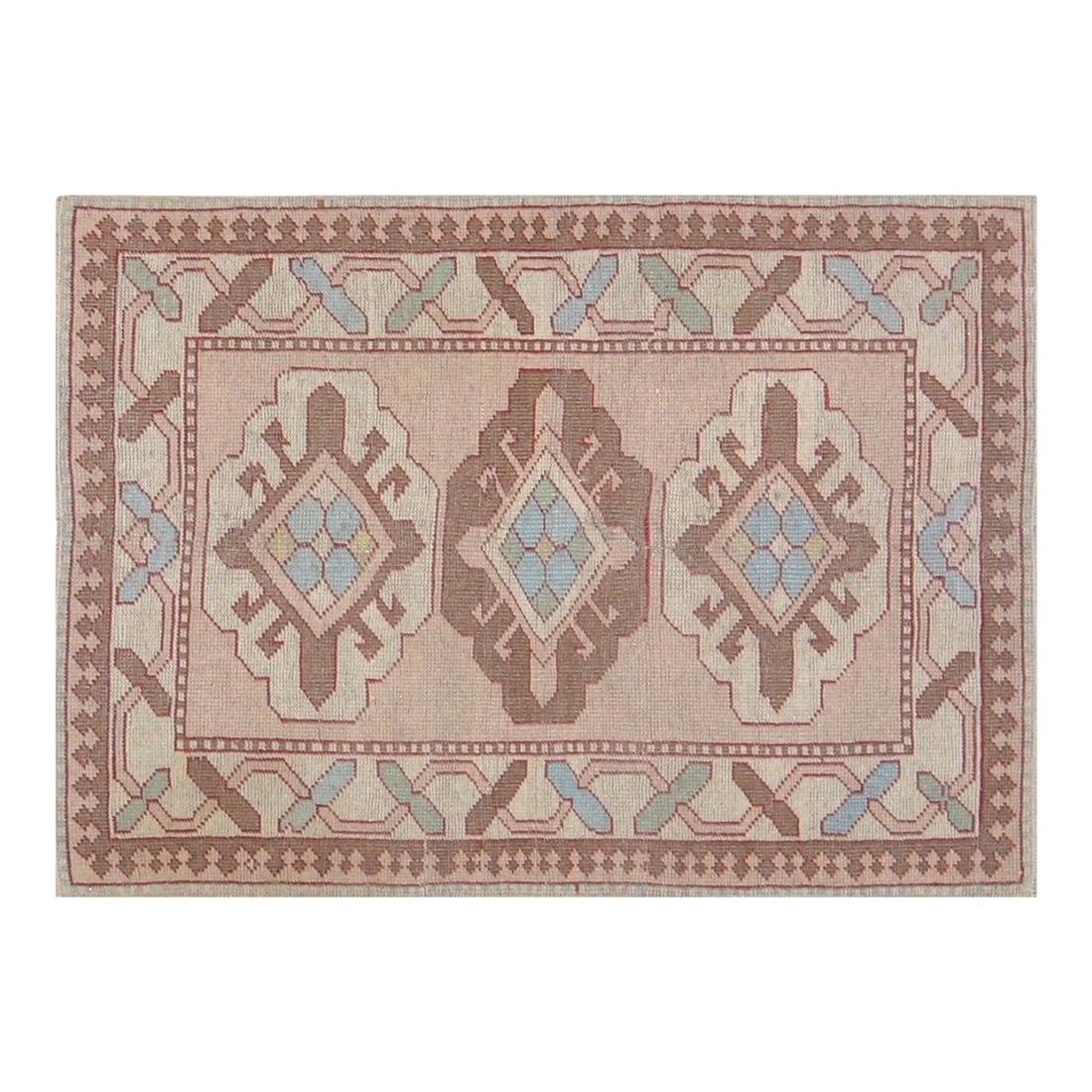 Hand-Knotted Wool Anatolian Rug in Copper 3'x4'3" Vintage Turkish Carpet (1 of 4)