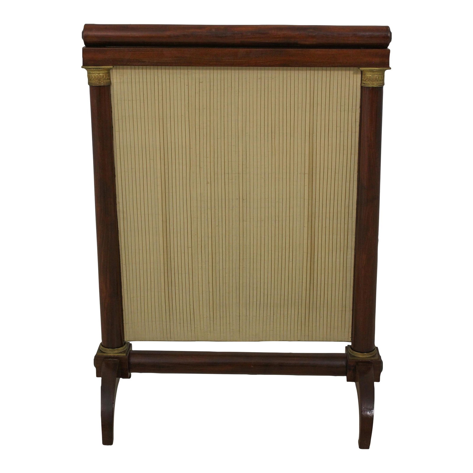 Antique French Empire Bronze Firescreen C.1830-1860 High Quality: Antique French Empire Bronze Firescreen C.1830-1860 High Quality This exquisite Antique French Empire Bronze Mounted Firescreen dates back to the period of 1830-1860. It features a high-quality fabric