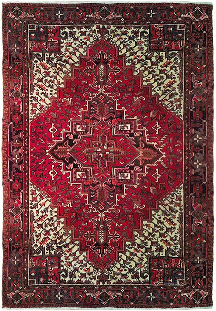 Handmade Persian Heriz Carpet 8x11 Wool Estate Rug: Handmade Persian Heriz Carpet 8x11 Wool Estate Rug Free continental US Shipping Enhance your living space with this exquisite 8 x 11 Estate Rug, a stunning Persian Heriz Carpet that combines tradition