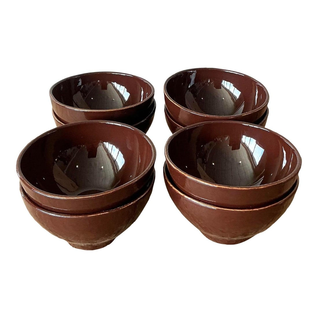 Set of 8 Italian Chocolate Brown Glazed Ceramic Bowls by Vietri (1 of 6)