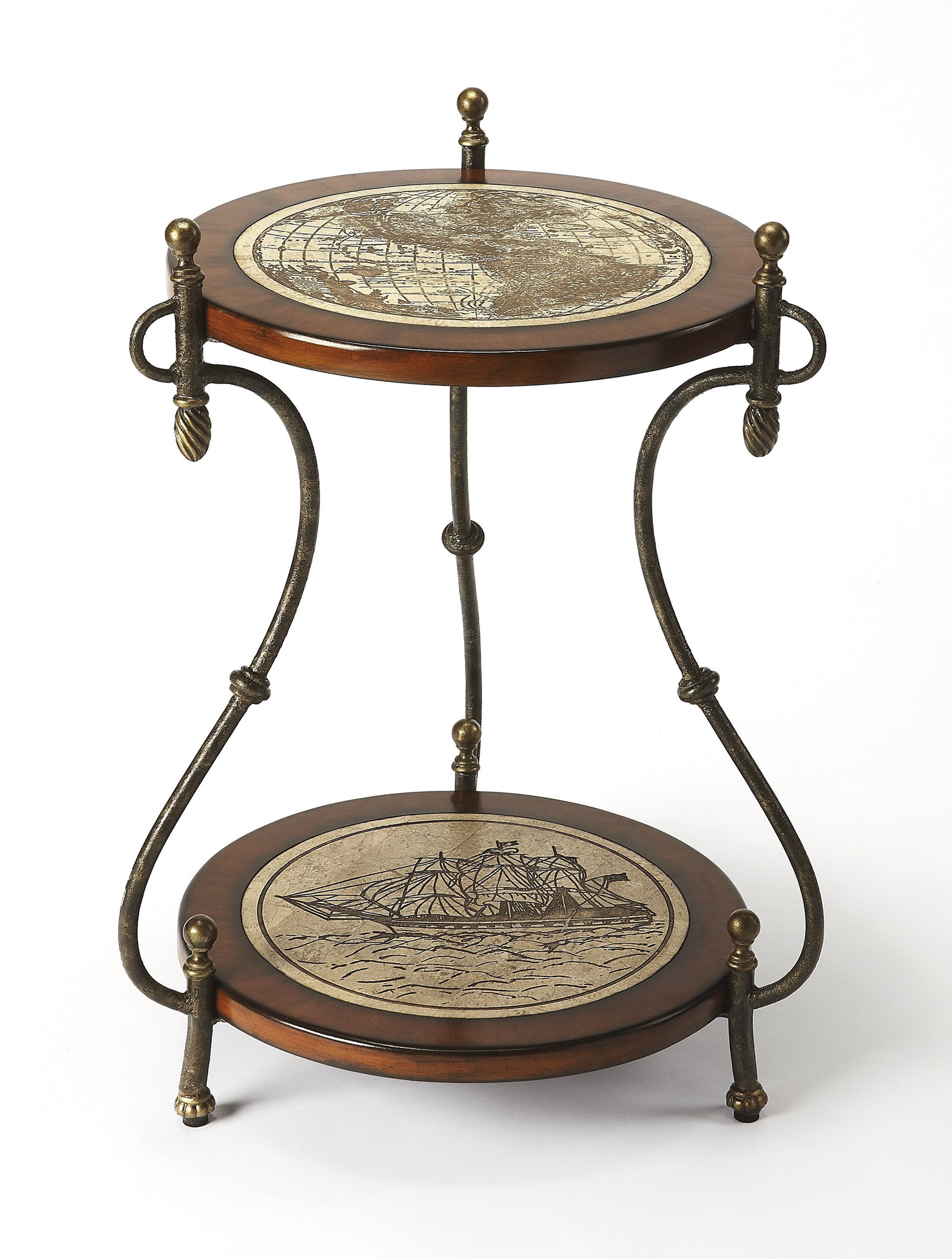 Butler Magellan Round Table Heritage Collection Multi-Color Finish: Butler Magellan Round Table Heritage Collection Multi-Color Finish Introducing the Magellan Round Table, a charming piece that embodies the Heritage style. This beautifully crafted table features a un