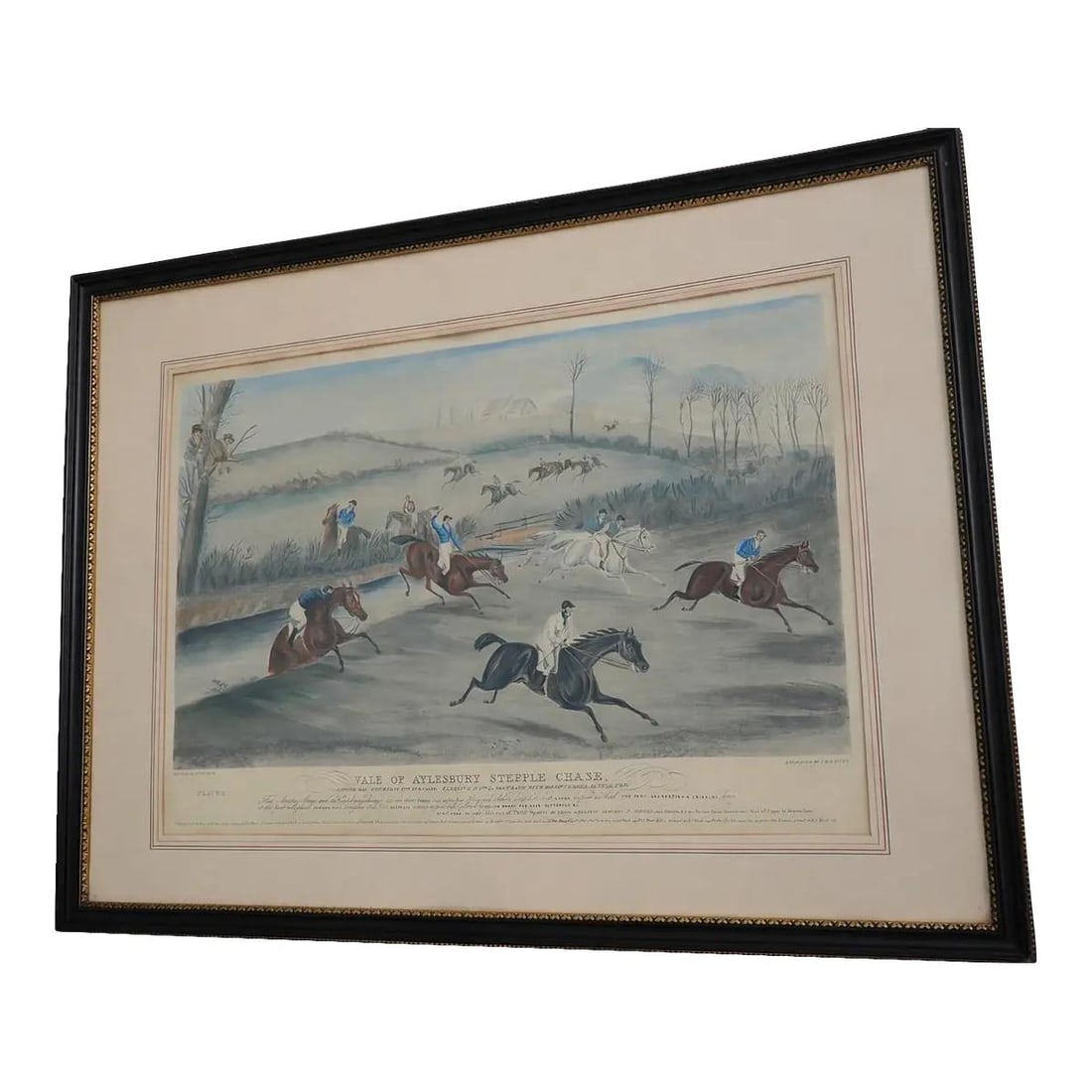 Framed Hand Painted Horse Racing Engraving by C and G Hunt 30w x 24h (1 of 10)