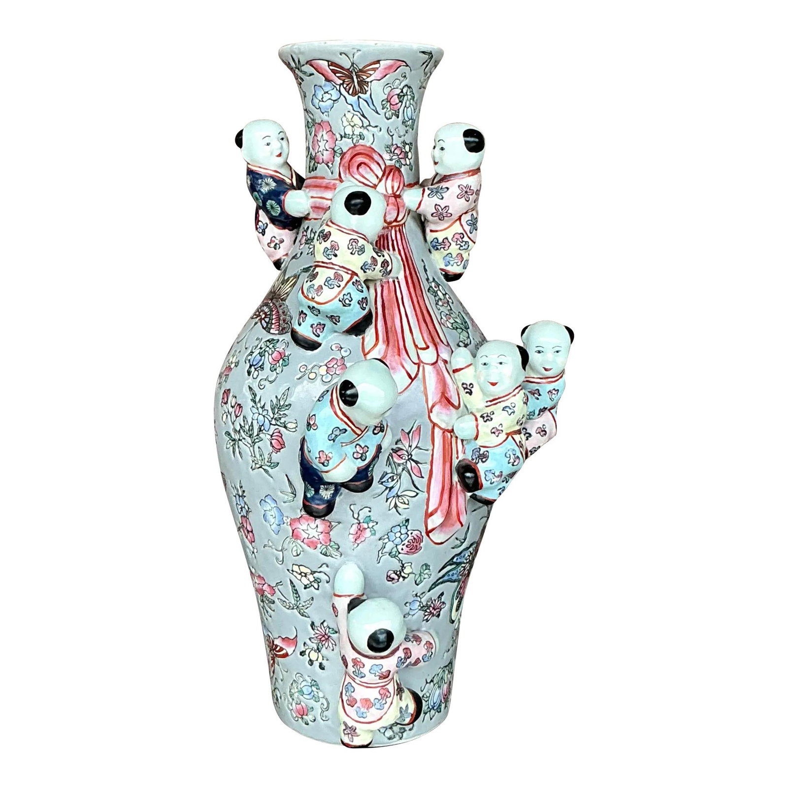 Vintage Chinese Export Hundred Boys Porcelain Vase 18 Inches Tall (1 of 7)