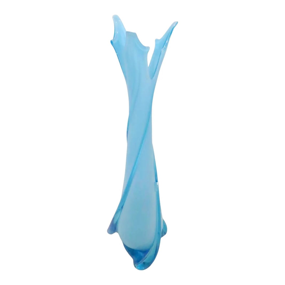 Blue Murano glass swung vase Cristalleria Fratelli Betti 1970s (1 of 10)