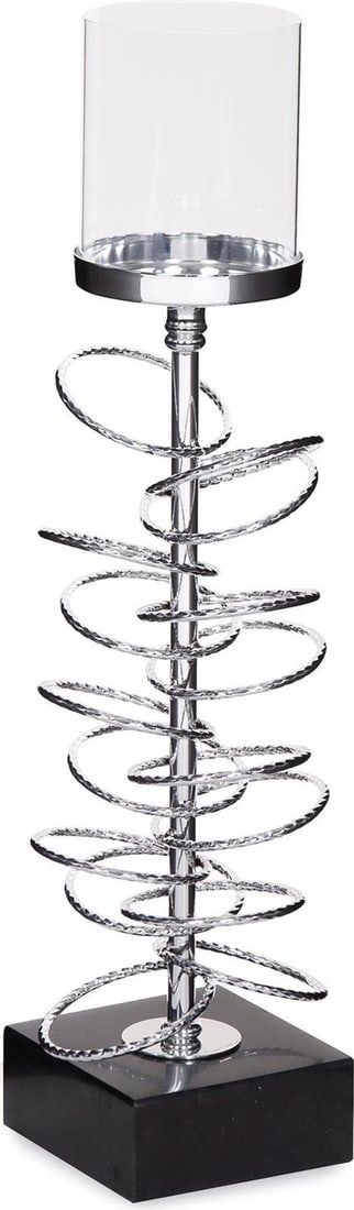 Howard Elliott Ring Toss Candle Holder Marble Base Chrome Finish 21 Inch (1 of 7)