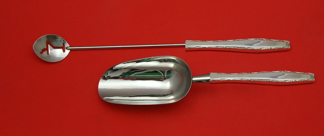 Rapallo by Lunt Sterling Silver Custom Bar Set 2pc Martini Spoon Ice Scoop (1 of 1)