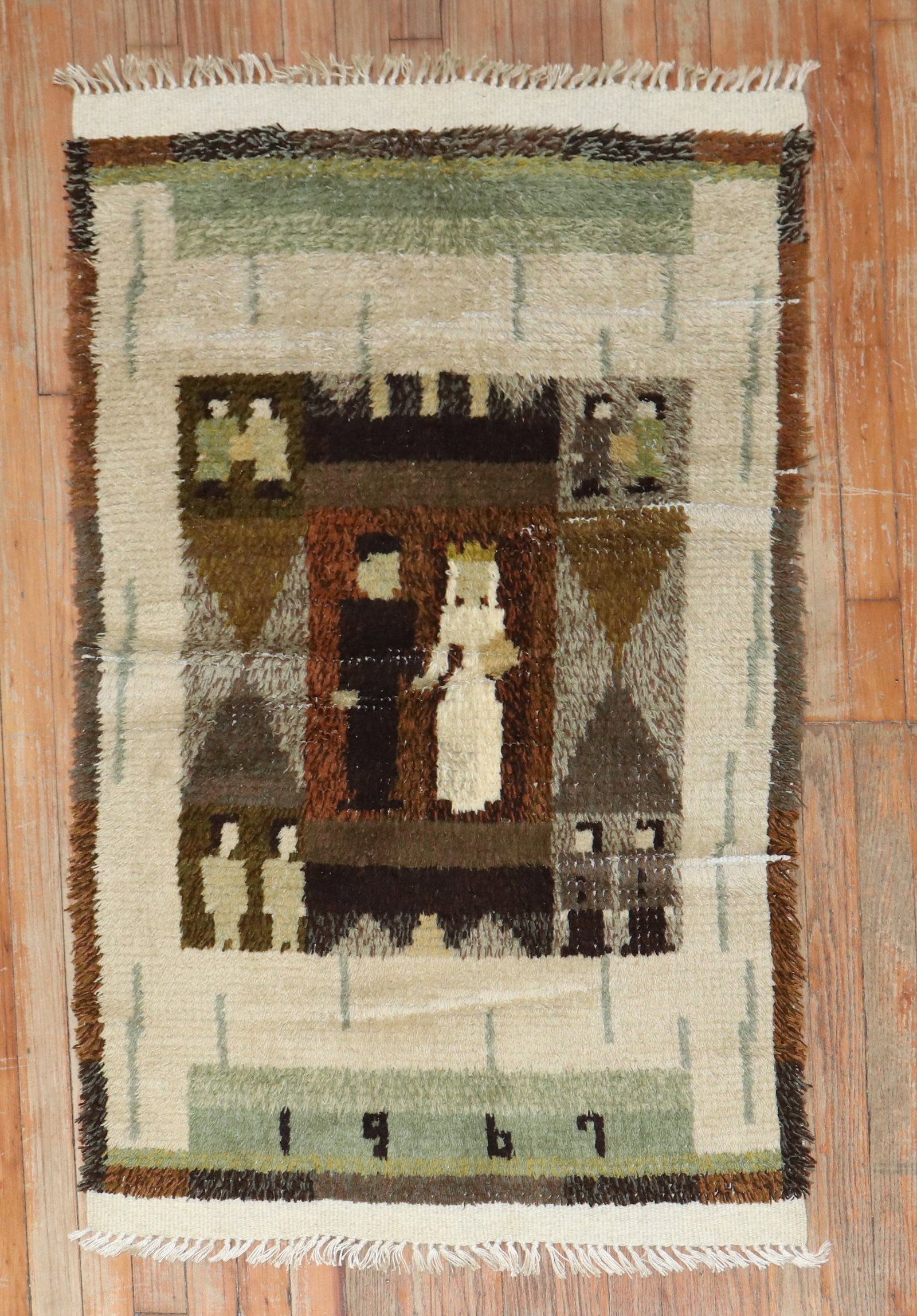 1967 Swedish Rya Rug 2' 6" x 4' 2" (1 of 7)
