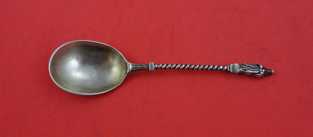 Gorham Apostles Sterling Silver Serving Sugar Spoon 1893 5 7/8 in: Gorham Apostles Sterling Silver Serving Sugar Spoon 1893 5 7/8 in Gorham Apostles sterling silver sugar spoon dated 1893. This serving spoon features a small twist handle and is monogrammed, with mono