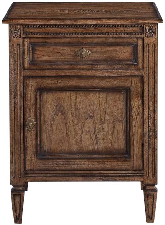 Maria Nightstand Solid Wood Rustic Pecan English Traditional Style: Maria Nightstand Solid Wood Rustic Pecan English Traditional Style Introducing the Maria Nightstand, a stunning piece that embodies traditional charm with its English traditional style. Crafted from s