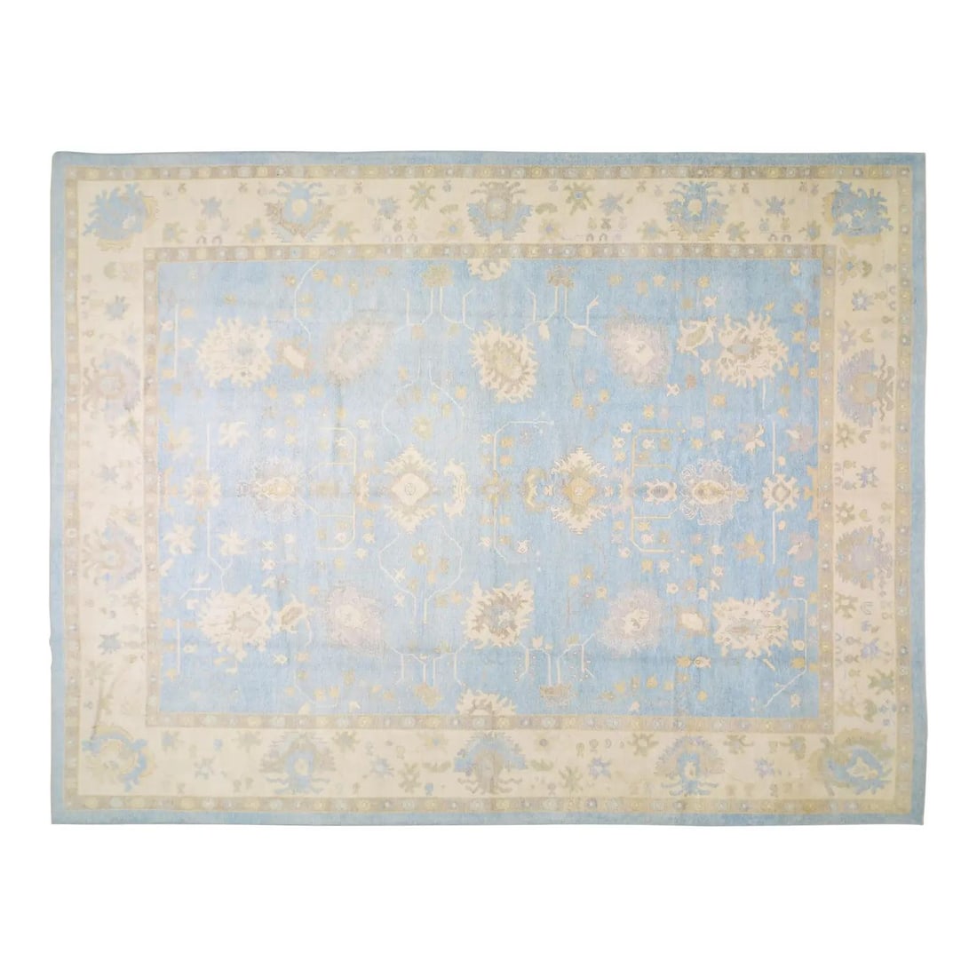 13'3" x 17'4" Angora Oushak Turkish Rug Hand Knotted Organic Wool Blue (1 of 7)