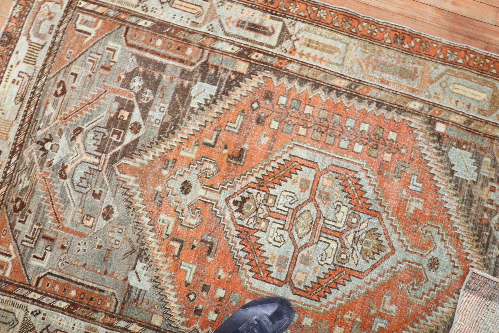 4' x 6' 5" Persian Malayer Tribal Accent Rug: 4' x 6' 5" Persian Malayer Tribal Accent Rug Vintage Persian Malayer tribal rug featuring an orange and brown color palette. This pre-owned accent rug dates to the 1920s and reflects the distinctive M