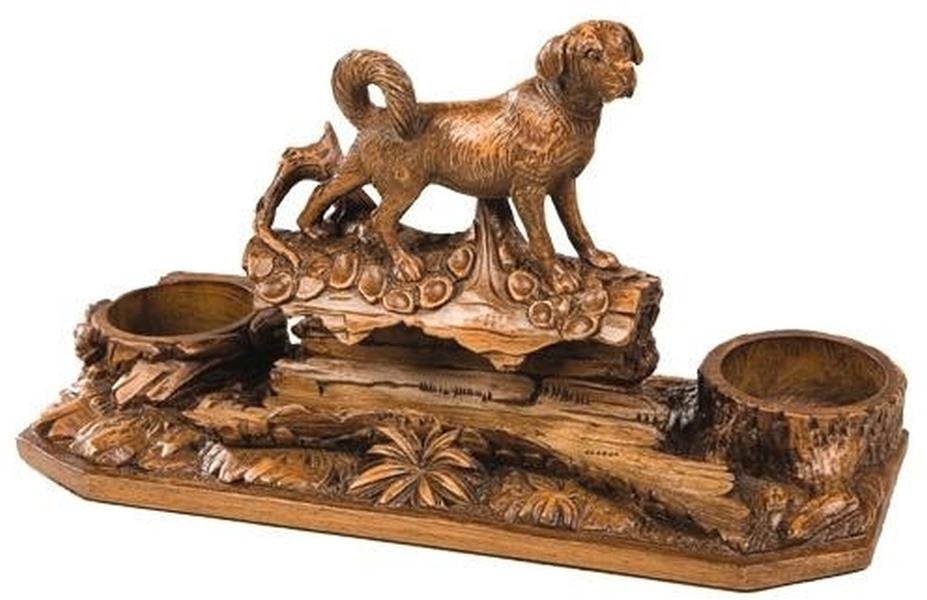Lodge Style Hand-Cast Resin Dog Pen Stand Home Decor: Lodge Style Hand-Cast Resin Dog Pen Stand Home Decor This item is made at time of order. Please allow 42 to 70 days for production. Enhance your home decor with this Artistic Resin Dog Pen Stand, a ch