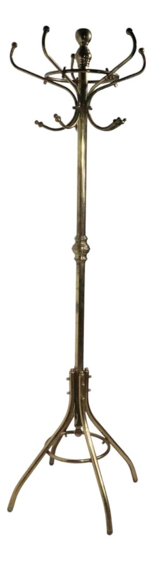 Solid Brass Freestanding Coat Tree with 4 Arms (1 of 10)