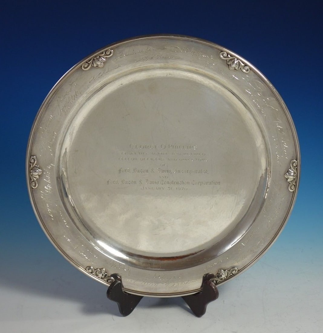 Georg Jensen Acorn sterling silver round serving platter 14 in (1 of 12)