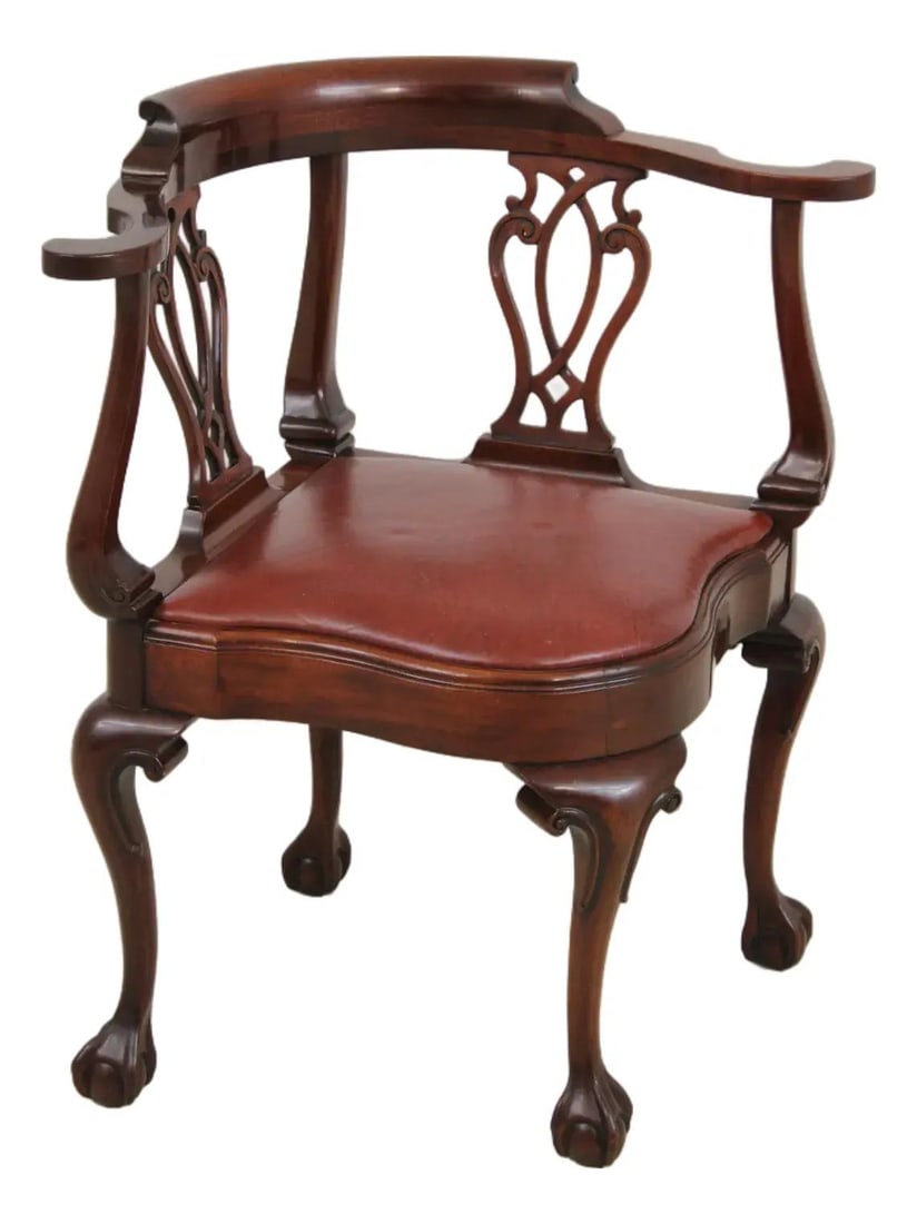 Mahogany Corner Chair by Southwood with Leather Seat (1 of 10)