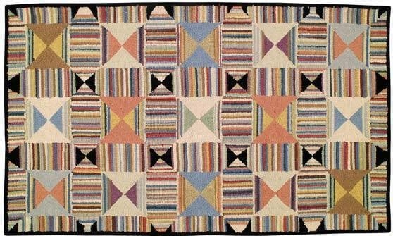 Contemporary Multi-Color Hand-Tufted Wool Rug 2x4 Hourglass Design: Contemporary Multi-Color Hand-Tufted Wool Rug 2x4 Hourglass Design This vibrant hand-tufted hourglass wool rug combines contemporary style with durability. Crafted with a cotton cloth backing and made