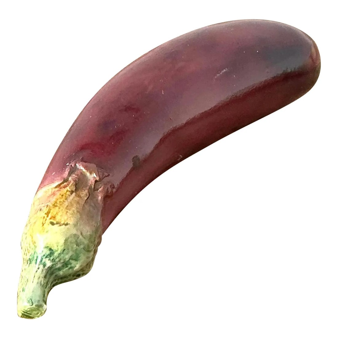 Italian Majolica Trompe L'Oeil Glazed Ceramic Eggplant Vegetable Sculpture (1 of 10)