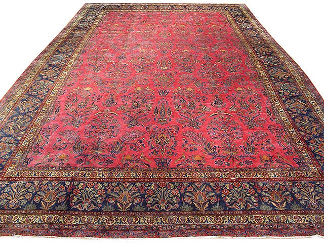 Antique Persian Kashan Sarouk Rug 12.9 x 21 ft 1930s Handmade Iran Mahogany Wool (1 of 6)
