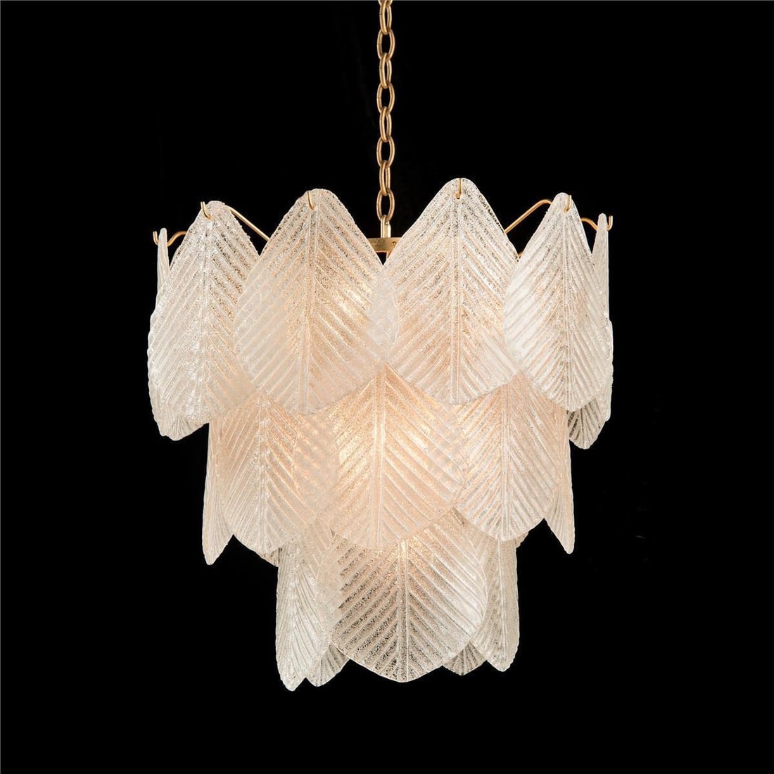 John-Richard Gold Leaf Frosted Glass Chandelier 9-Light: John-Richard Gold Leaf Frosted Glass Chandelier 9-Light Illuminate your space with this stunning Traditional Frosted Glass Chandelier, designed in an elegant antique or vintage style. This exquisite l