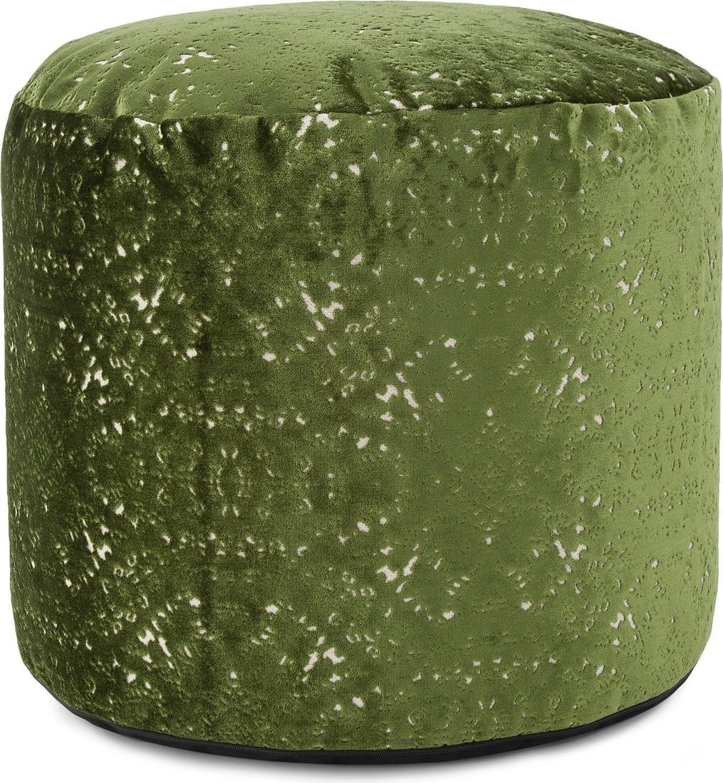 Howard Elliott Emerald Green Tall Round Pouf with Zipper Closure (1 of 5)