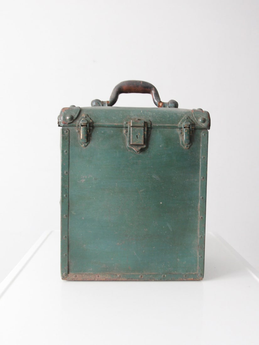Green Painted Industrial Tool Chest with Leather Handle (1 of 13)