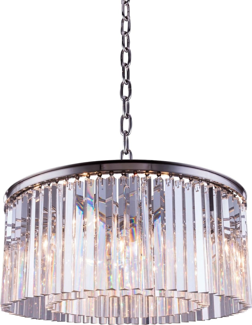 Royal-Cut Crystal Pendant Lamp from Sydney Collection Polished Nickel Finish: Royal-Cut Crystal Pendant Lamp from Sydney Collection Polished Nickel Finish Elevate your interior with the Sydney pendant lamp, featuring royal-cut crystal accents and a polished nickel silver gray f