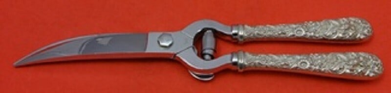Kirk Repousse Sterling Silver Lobster Shears 10 1/2": Kirk Repousse Sterling Silver Lobster Shears 10 1/2" Enhance your dining experience with these exquisite Repousse by Kirk Sterling Silver Lobster Shears. Crafted with a hollow handle in sterling silve