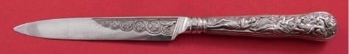 English Sterling Silver Game Knife Bacchanalian Hollow Handle 8 3/4: English Sterling Silver Game Knife Bacchanalian Hollow Handle 8 3/4 An English game knife with a Bacchanalian sterling silver hollow handle and a stainless implement. The engraved blade measures 8 3/4