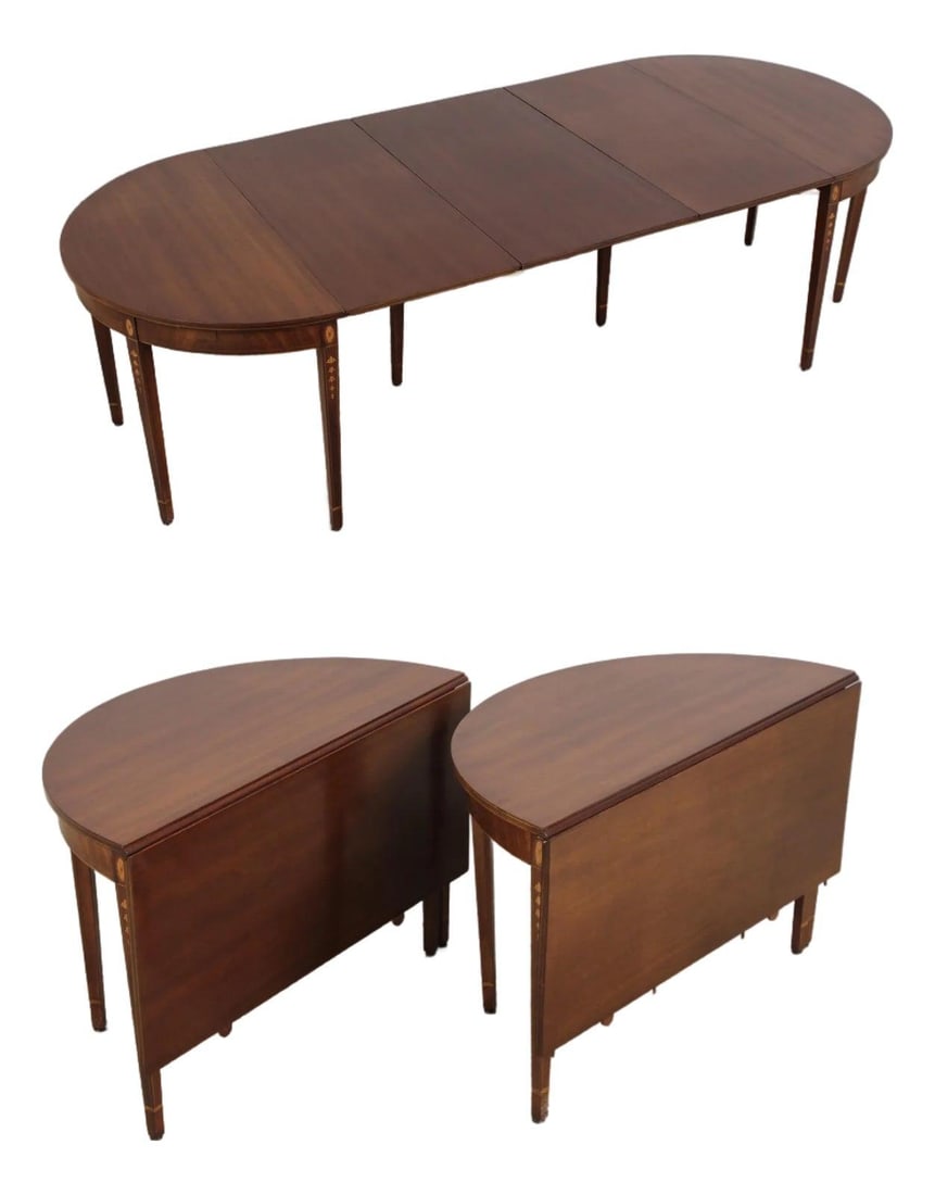 Federal Style Mahogany Drop Leaf Dining Table with Inlay 90w x 48d x 30.5h (1 of 10)
