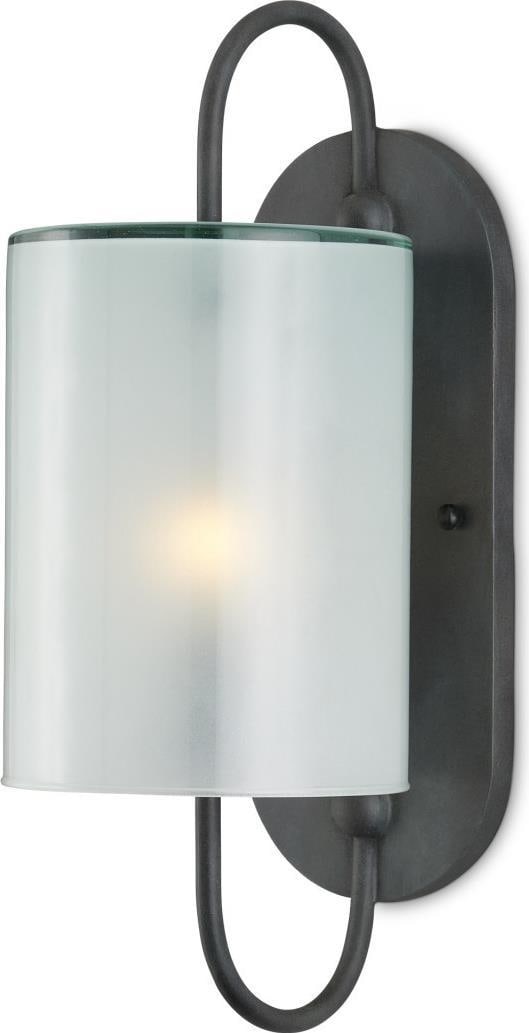Currey Bronze Glacier Wall Sconce with Glass Shade: Currey Bronze Glacier Wall Sconce with Glass Shade Elevate your space with this sophisticated wall sconce, crafted in a vintage-inspired style. This Glacier Wall Sconce features a stunning combination