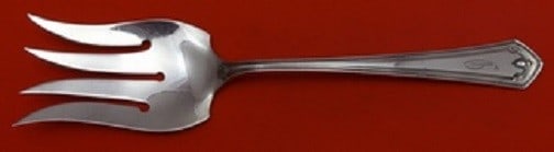 Frank Smith Adrienne Sterling Silver Salad Fork 8 7/8 in: Frank Smith Adrienne Sterling Silver Salad Fork 8 7/8 in Sterling silver salad serving fork in the Adrienne pattern by Frank Smith. This pre-owned piece is monogrammed, with monograms that may vary, a