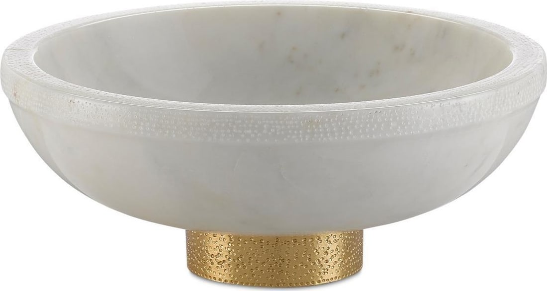 Currey Valor Bowl Brass and Marble Large Decorative Piece: Currey Valor Bowl Brass and Marble Large Decorative Piece Elevate your decor with the Valor Bowl, a stunning blend of marble and brass that embodies elegance and sophistication. This large bowl featur