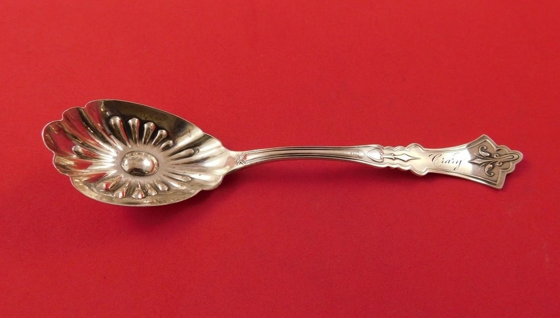 Shiebler Clematis Sterling Silver Sugar Spoon 6 in Monogrammed (1 of 1)
