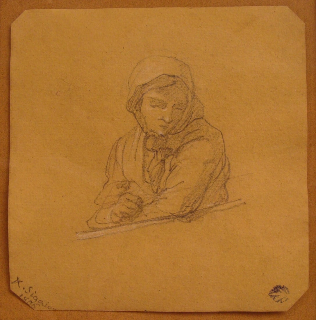 Original 1806 Pencil Drawing Portrait by Xavier Cigalon: Original 1806 Pencil Drawing Portrait by Xavier Cigalon Discover a stunning original pencil drawing from 1806 by the renowned French artist Xavier Cigalon (1787-1837). This exquisite portrait exemplif