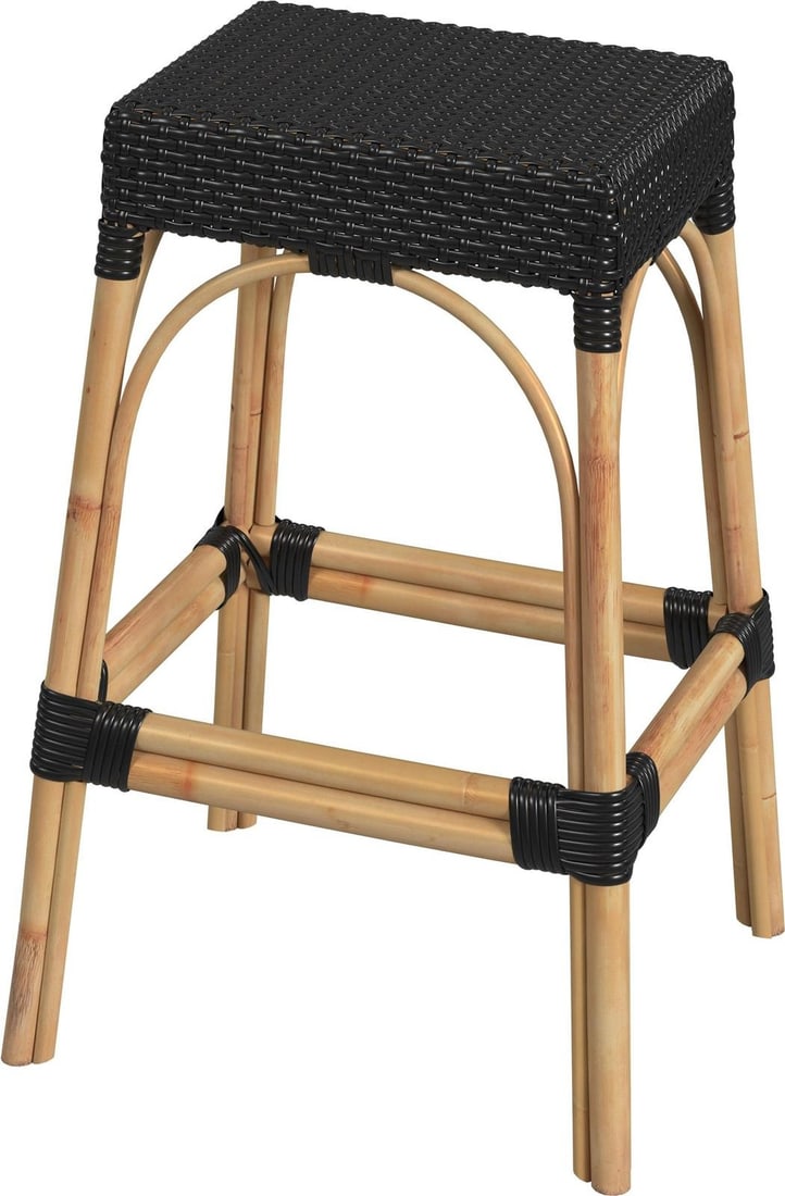 Butler 30H Elegant Transitional Rattan Barstool: Butler 30H Elegant Transitional Rattan Barstool Introducing the Elegant Tobias Barstool, a stylish addition to your seating options. This barstool features a natural rattan frame made from durable pol