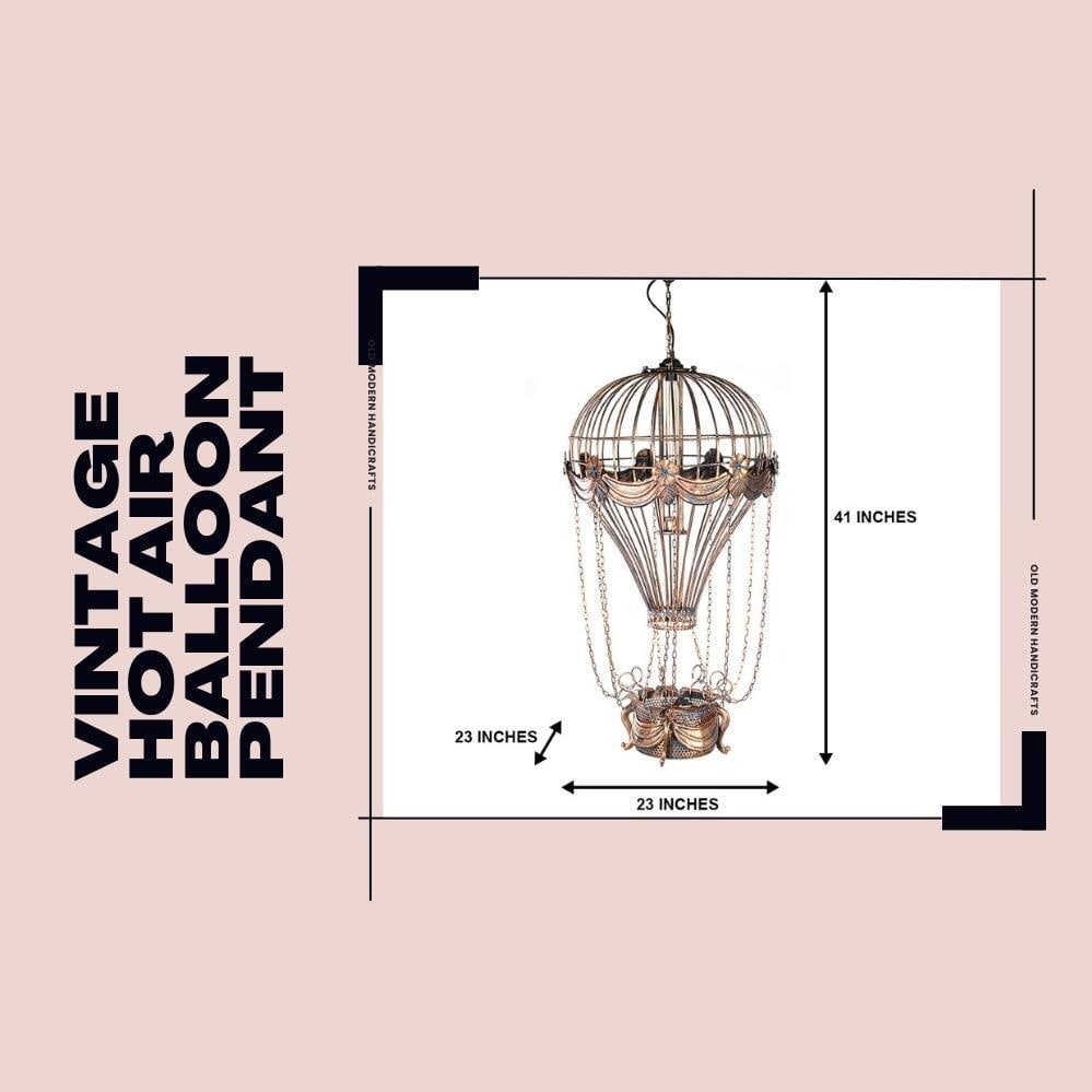 Hot Air Balloon Pendant Light in Antique-Inspired Design 41H 23W 23D (1 of 5)
