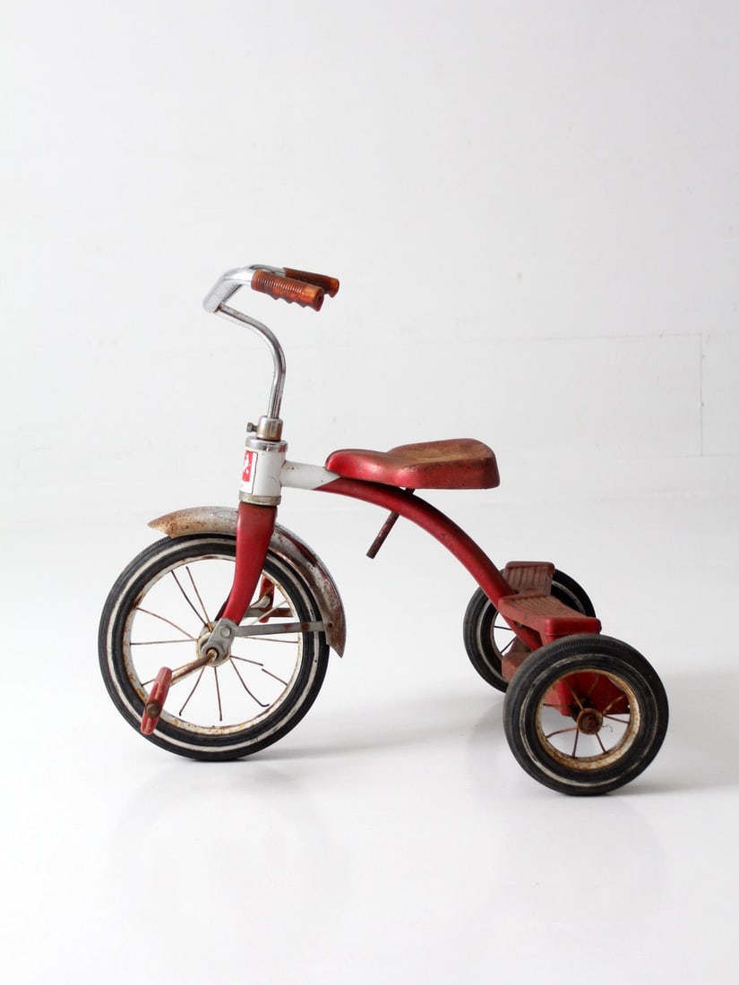 Midcentury AMF Junior Child's Tricycle with Red Patina Metal Frame (1 of 11)