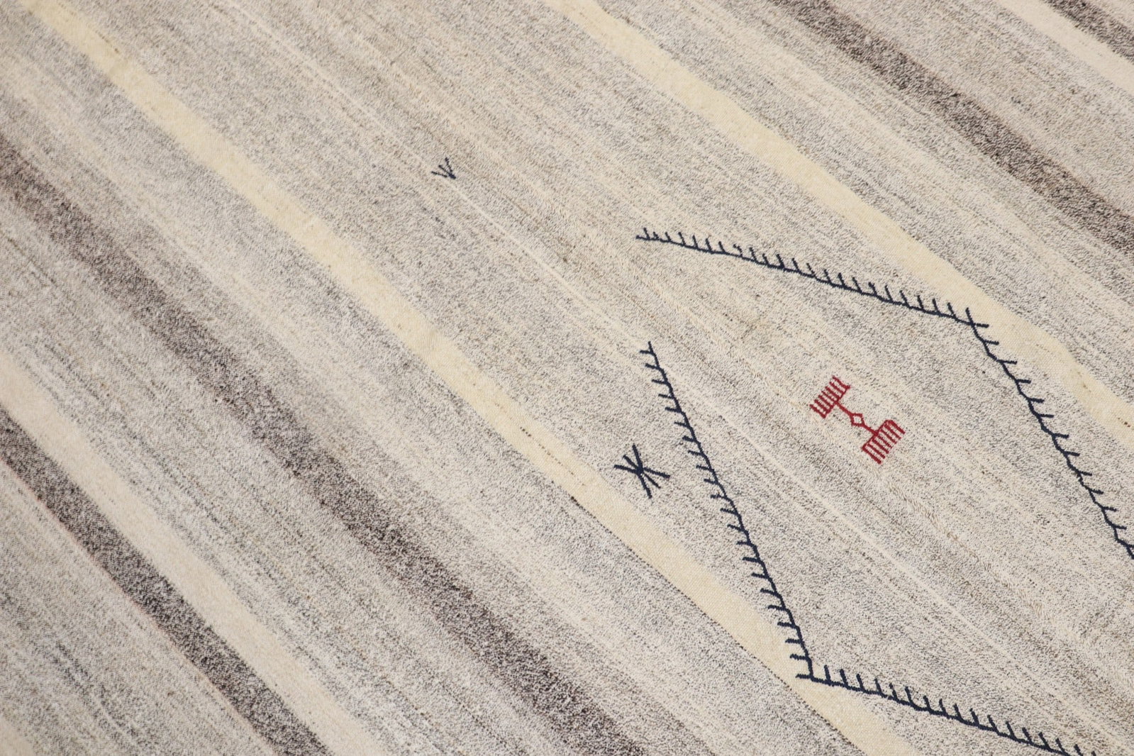 7' 5" x 12' 5" Turkish Abstract Kilim Flat-Weave Rug: 7' 5" x 12' 5" Turkish Abstract Kilim Flat-Weave Rug Mid-20th century Turkish flat-weave kilim with an abstract design. This pre-owned room-size rug offers the distinctive character of traditional kil