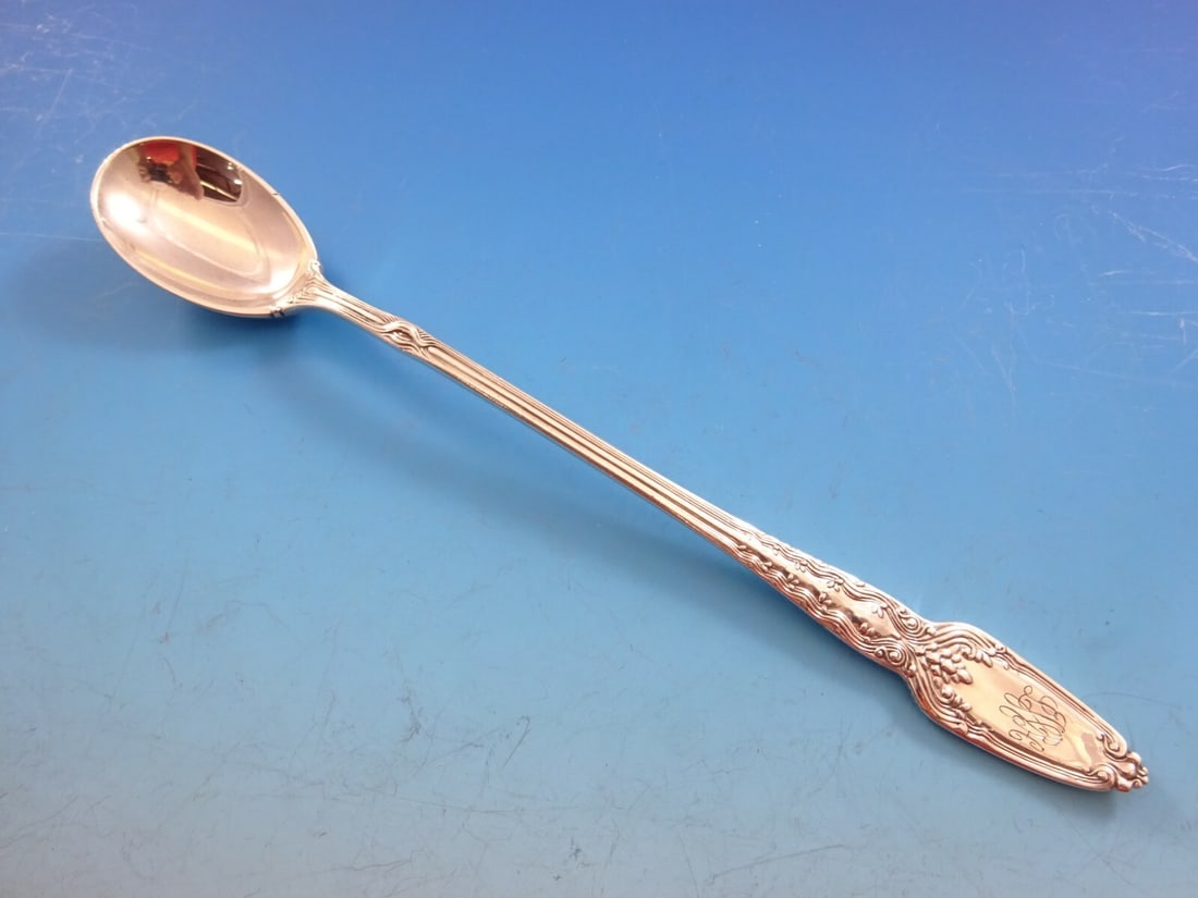 Tiffany Broom Corn sterling iced tea spoon 7 3 8 inch monogrammed (1 of 4)