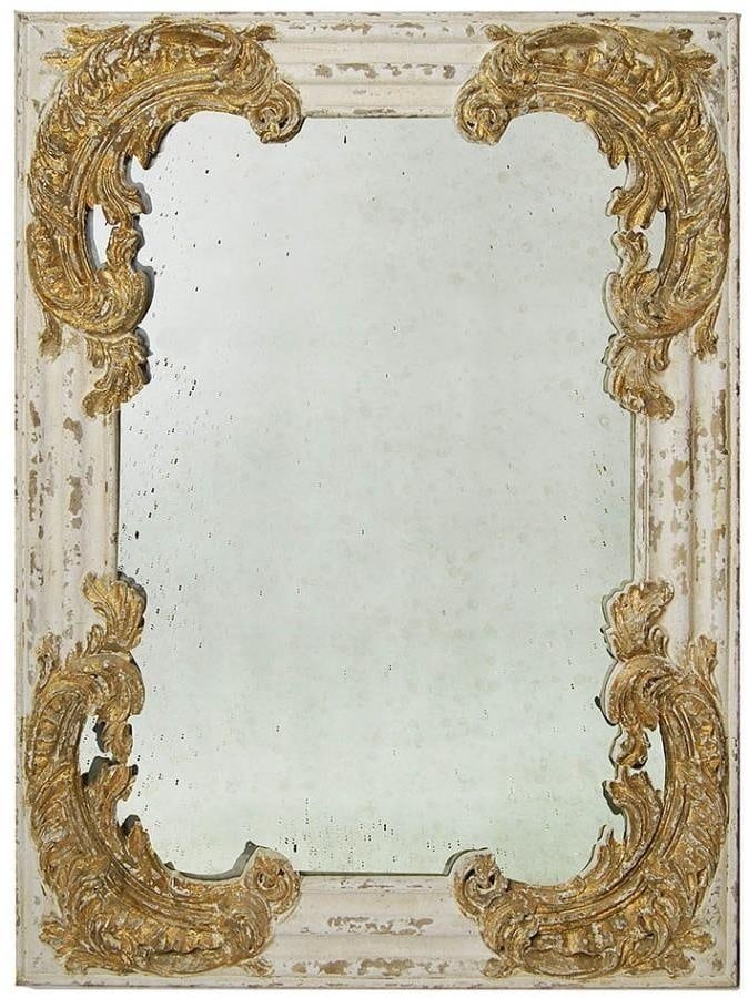 Provence Home Louis XVI White Gold Wall Mirror 53H x 39.4W (1 of 1)