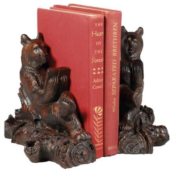 Whimsical Resin Bookends Reading Bear Oxblood Red Lodge Style: Whimsical Resin Bookends Reading Bear Oxblood Red Lodge Style This item is made at time of order. Please allow 42 to 70 days for production. Enhance your reading space with these charming hand-painted