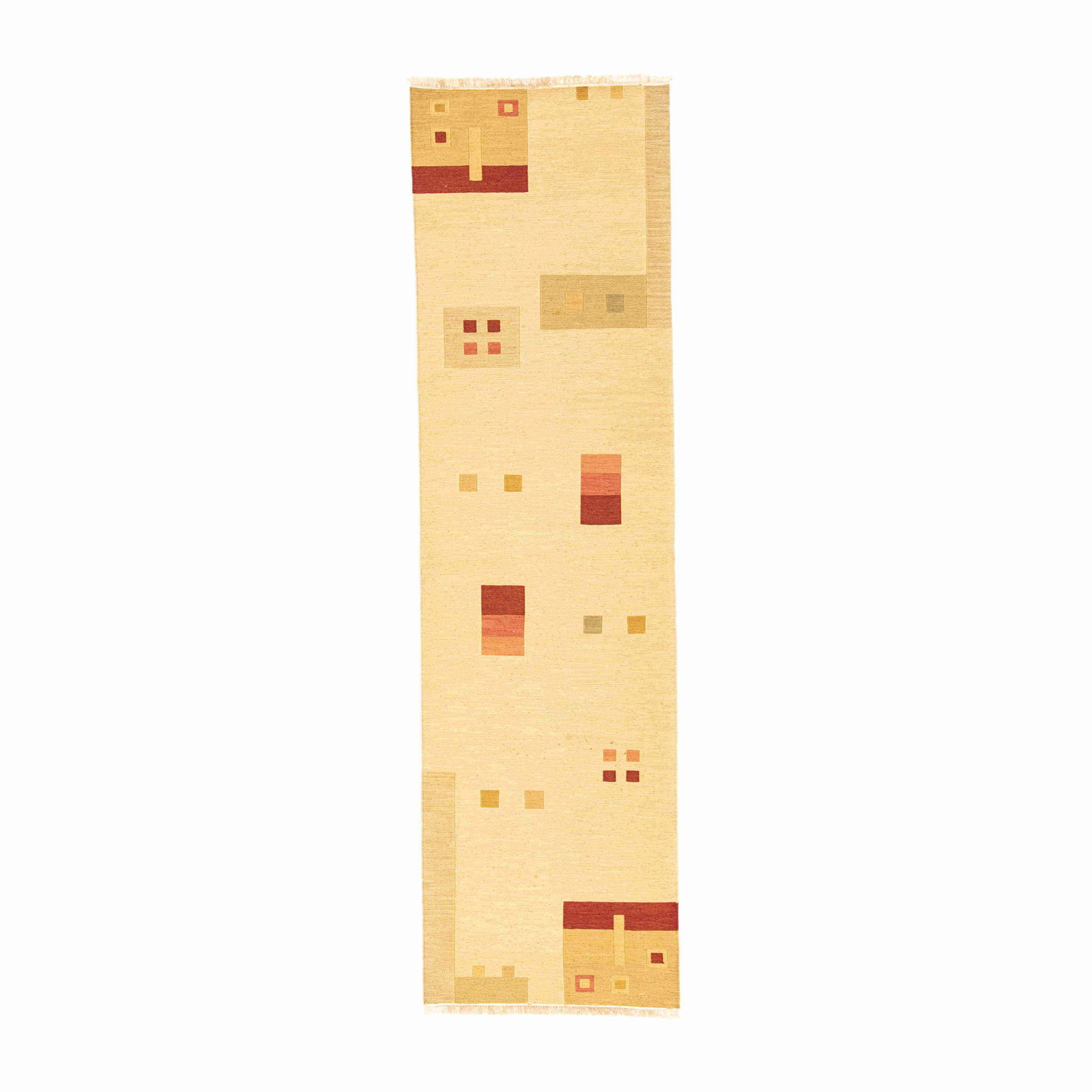 Authentic Handmade Sumak Wool Kilim Rug 31.9 x 116.9: Authentic Handmade Sumak Wool Kilim Rug 31.9 x 116.9 This authentic handmade Sumak rug features a beautiful combination of wool on cotton, showcasing the traditional flat woven weaving technique. Perf