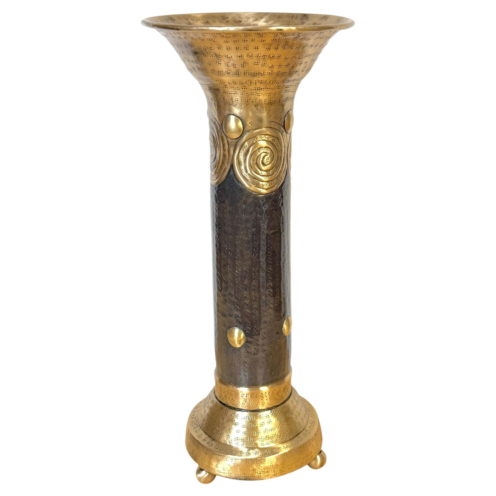 Patinated and Gilt Brass Vienna Secession Style Trumpet Vase 22 in (1 of 15)