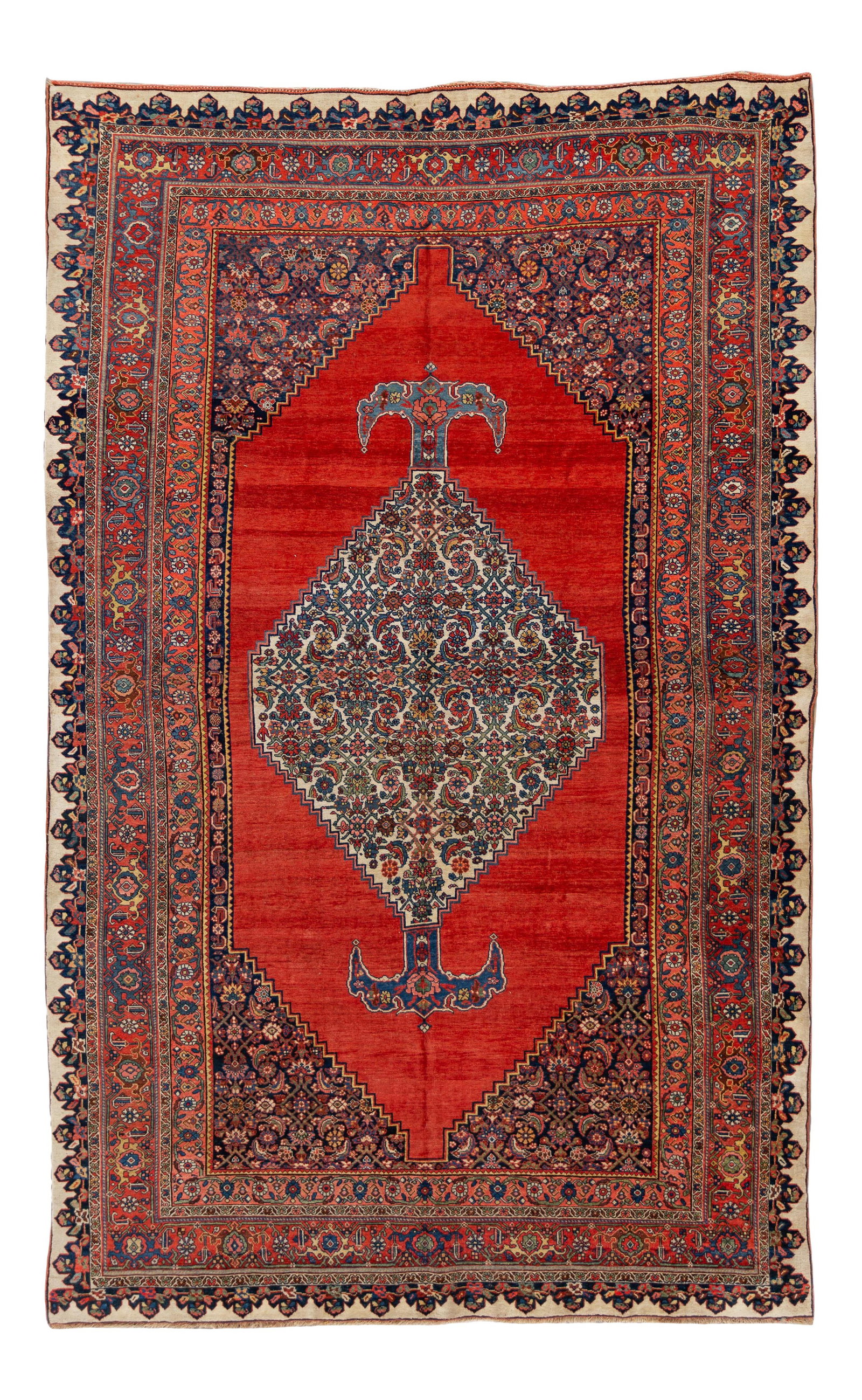 Antique 1890 Bidjar Hand-Knotted Wool Rug Red Medallion 7'6 x 12'0: Antique 1890 Bidjar Hand-Knotted Wool Rug Red Medallion 7'6 x 12'0 This exquisite late 19th-century antique Bidjar rug showcases a captivating red field adorned with a traditional multicolored medalli