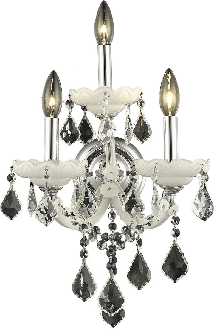 Elegant Lighting Maria Theresa Rococo Wall Sconce 3-Light Royal-Cut Crystal: Elegant Lighting Maria Theresa Rococo Wall Sconce 3-Light Royal-Cut Crystal Illuminate your space with the Regal Charm Vintage Style Wall Sconce, a stunning piece that combines antique elegance with m