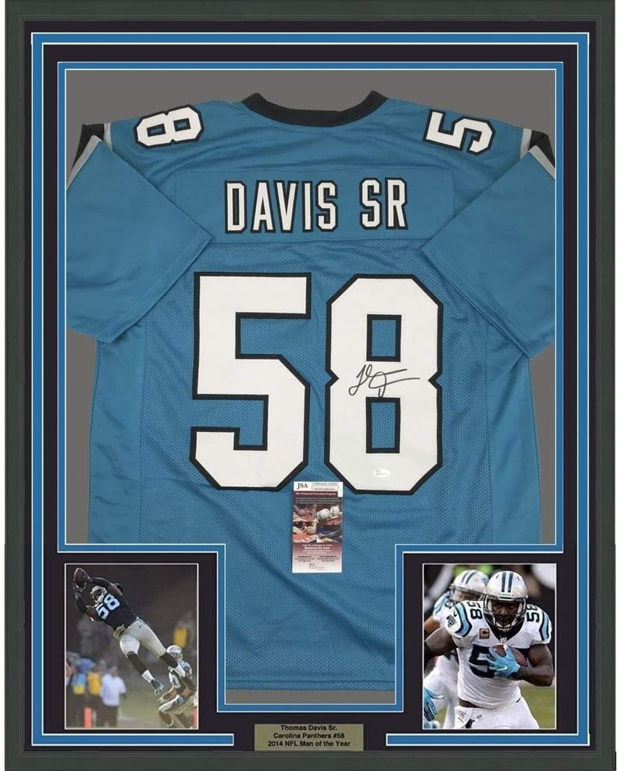 Thomas Davis Sr signed framed Carolina Panthers jersey 35x39 JSA (1 of 2)