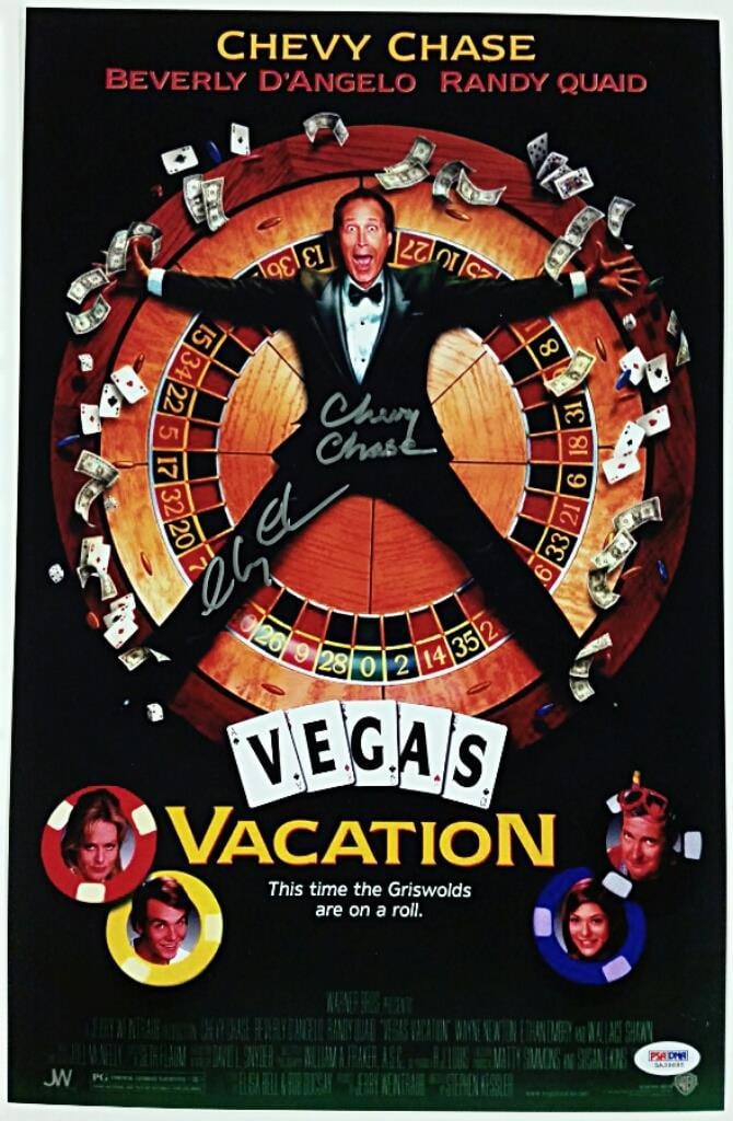 Chevy Chase Vegas Vacation 11x17 Signed Photo PSA DNA COA: Chevy Chase Vegas Vacation 11x17 Signed Photo PSA DNA COA This 11x17 photograph from Vegas Vacation is hand-signed with Chevy Chase's full name. The autograph has been authenticated by PSA/DNA, ensuri