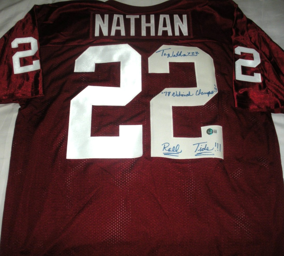 Tony Nathan Autographed Alabama Russell Football Jersey with Beckett COA (1 of 2)