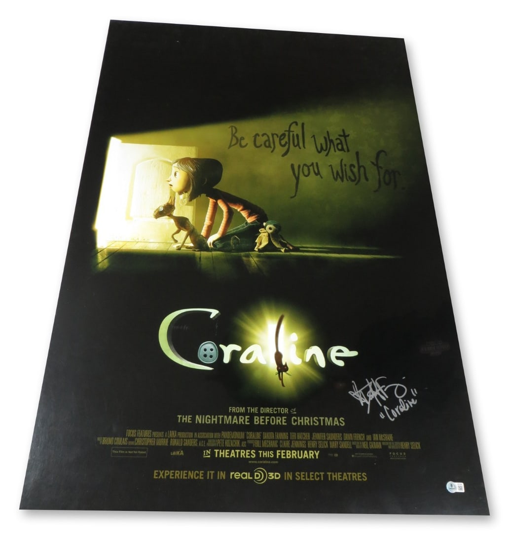 27X40 Coraline Poster Signed by Dakota Fanning Beckett Authenticated (1 of 4)
