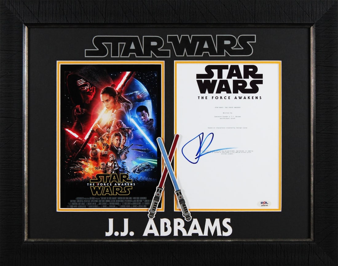 Framed Star Wars Force Awakens Script Photo Signed by J.J. Abrams with PSA (1 of 2)